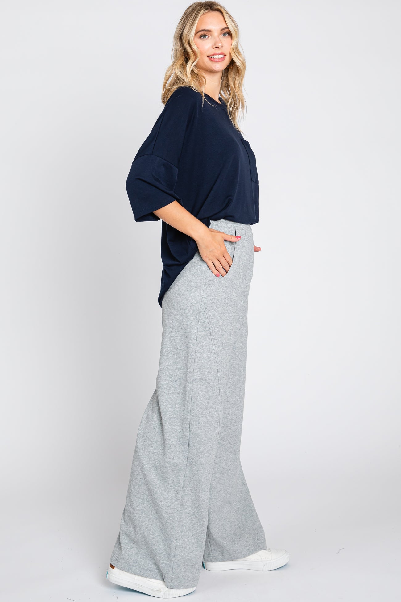 Heather Grey Soft Fleece Wide Leg Lounge Pants– PinkBlush