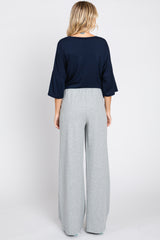 Heather Grey Basic Wide Leg Lounge Pants