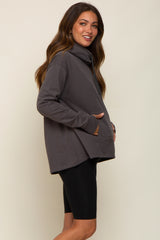 Charcoal Cowl Neck Maternity Hooded Sweatshirt