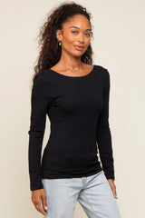 Black Long Sleeve Scoop Back Maternity Top