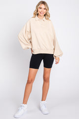 Beige Collared Button Pullover