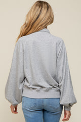 Grey Collared Button Maternity Pullover