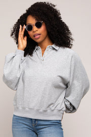 Grey Collared Button Pullover