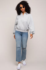 Grey Collared Button Pullover