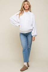 Ivory Collared Button Maternity Pullover