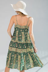 Green Printed Cami Dress