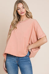 Apricot Washed Oversize Crop Tee