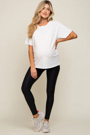 Black Faux Leather Effect Maternity Active Leggings