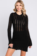 Black Ladder Knit Long Sleeve Dress/Tunic