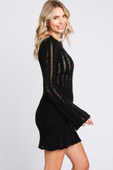 Black Ladder Knit Long Sleeve Dress/Tunic