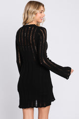 Black Ladder Knit Long Sleeve Dress/Tunic