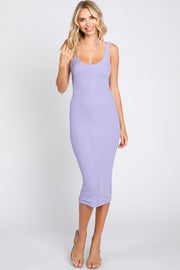 Lavender Textured Knit Sleeveless Midi Dress