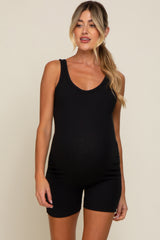 Black Sleeveless Ribbed Maternity Bodysuit