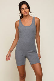 Charcoal Sleeveless Ribbed Bodysuit