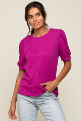 Fuchsia Puff Sleeve Top