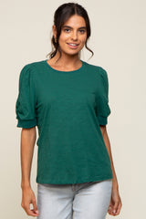 Hunter Green Puff Sleeve Maternity Top