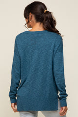 Teal Knit Long Sleeve Top