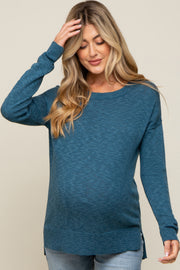 Teal Knit Long Sleeve Maternity Top