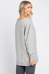 Heather Grey Knit Long Sleeve Top