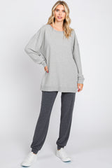 Heather Grey Knit Long Sleeve Top