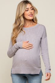 Heather Grey Knit Long Sleeve Maternity Top