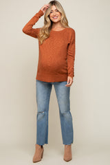 Rust Knit Long Sleeve Maternity Top