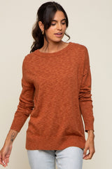 Rust Knit Long Sleeve Top