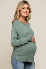 Mint Green Knit Long Sleeve Maternity Top