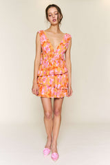 Orange Floral Mini Dress