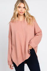 Mauve Dolman Sleeve Side Slit Maternity Sweater