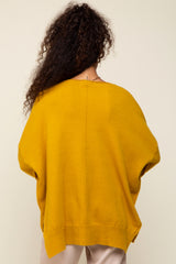 Yellow Dolman Sleeve Side Slit Sweater