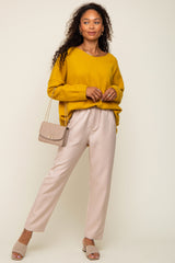 Yellow Dolman Sleeve Side Slit Sweater