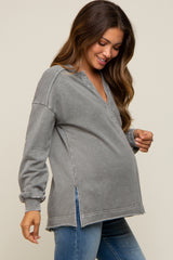 Olive Mineral Washed Terry Knit Maternity Top