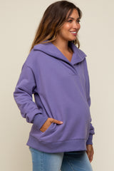 Purple Collared Maternity Pullover