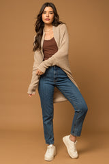 Beige Open Knit Dolman Sleeve Cardigan