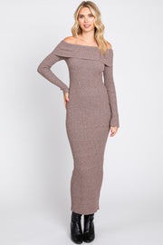 Mocha Off Shoulder Maxi Sweater Dress