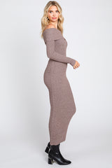 Mocha Off Shoulder Maxi Sweater Dress