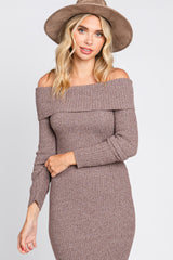 Mocha Off Shoulder Maxi Sweater Dress