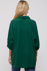 Forest Green Button Down 3/4 Sleeve Maternity Top