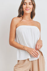 Off White Back Keyhole Woven Tube Top