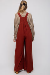 Rust Pleated Front Wide Leg Maternity Overalls