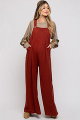 Rust Pleated Front Wide Leg Maternity Overalls