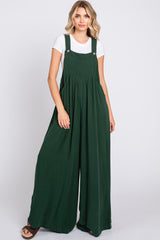 Forest Green Pleated Front Wide Leg Maternity Overalls