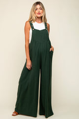 Forest Green Pleated Front Wide Leg Maternity Overalls