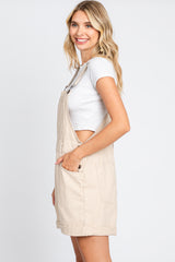 Beige Front Pocket Overall Shorts