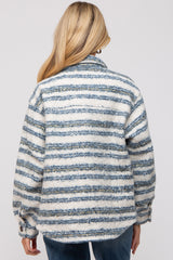 Blue Striped Thick Sherpa Maternity Jacket