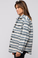 Blue Striped Thick Sherpa Jacket