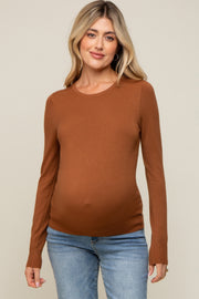 Camel Knit Long Sleeve Maternity Top