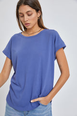 Blue Short Dolman Sleeve Top