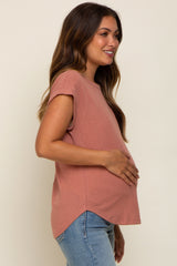 Rust Short Dolman Sleeve Maternity Top